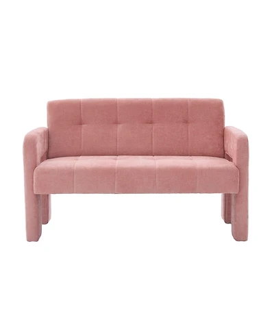 Rainsken 47 Inch Compact Loveseat Sofa, Chenille Fabric 2 Seater Couch with Deep Cushion and Dual Armrests, Upholstered Small Sofa for Living Room