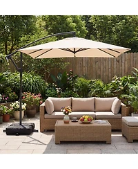 Slickblue Solar-Powered Offset Hanging Umbrella with 40 Led Lights for Patio