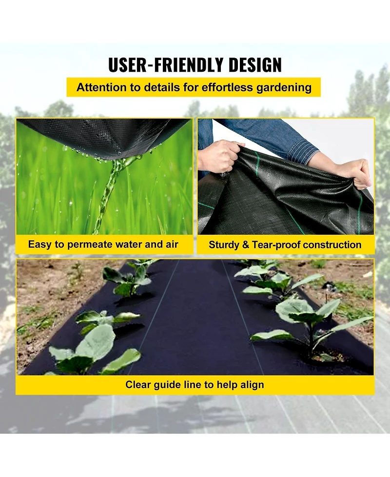 Sugift Premium Weed Barrier Fabric, Heavy Duty, Woven Geotextile Fabric
