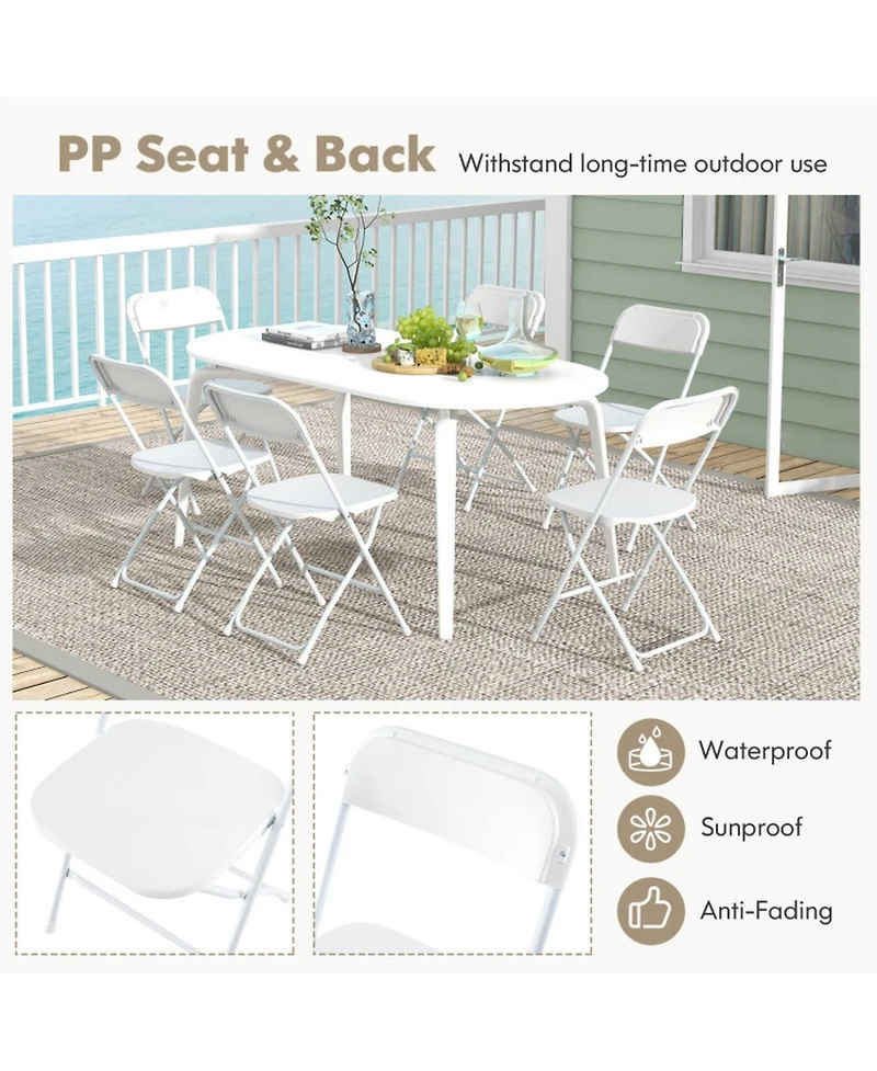 Gouun 770 lbs Capacity 4-Pack Metal Folding Chairs with Pp Seat and Back