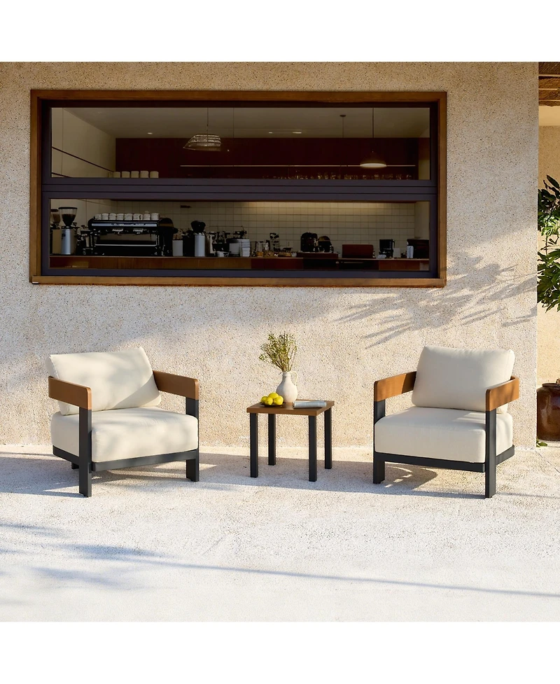 Tribesigns 4-Piece Patio Conversation Set with 2 Armchairs, Loveseat & Coffee Table, Outdoor Accent Chairs with Removable Cushion, Sturdy Metal Frame