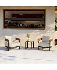 Tribesigns 4-Piece Patio Conversation Set with 2 Armchairs, Loveseat & Coffee Table, Outdoor Accent Chairs with Removable Cushion, Sturdy Metal Frame