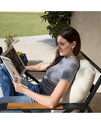 Tribesigns Outdoor Rocking Chair Set, 3PCS Bistro Set with Thick Cushion, Waterproof Patio Chairs Table