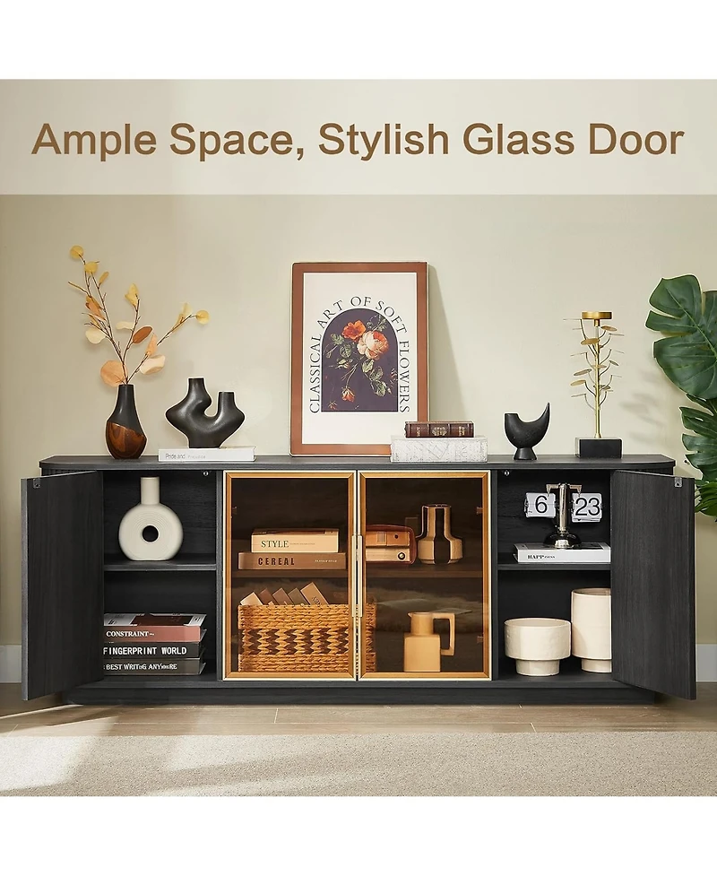 Rainsken 64-Inch Wavy Tv Cabinet