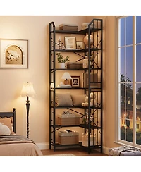 gaomon l-Shaped Corner Bookshelf, 5/7-Tier Tall Bookcase, Industrial Storage Display Shelves for Living Room