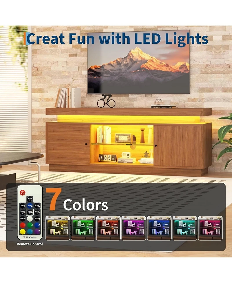 gaomon Tv Stand, Entertainment Center for Tvs , Modern Tv Stand with Storage, Power Outlets and Adjustable Shelf, TV Console LivingRoom