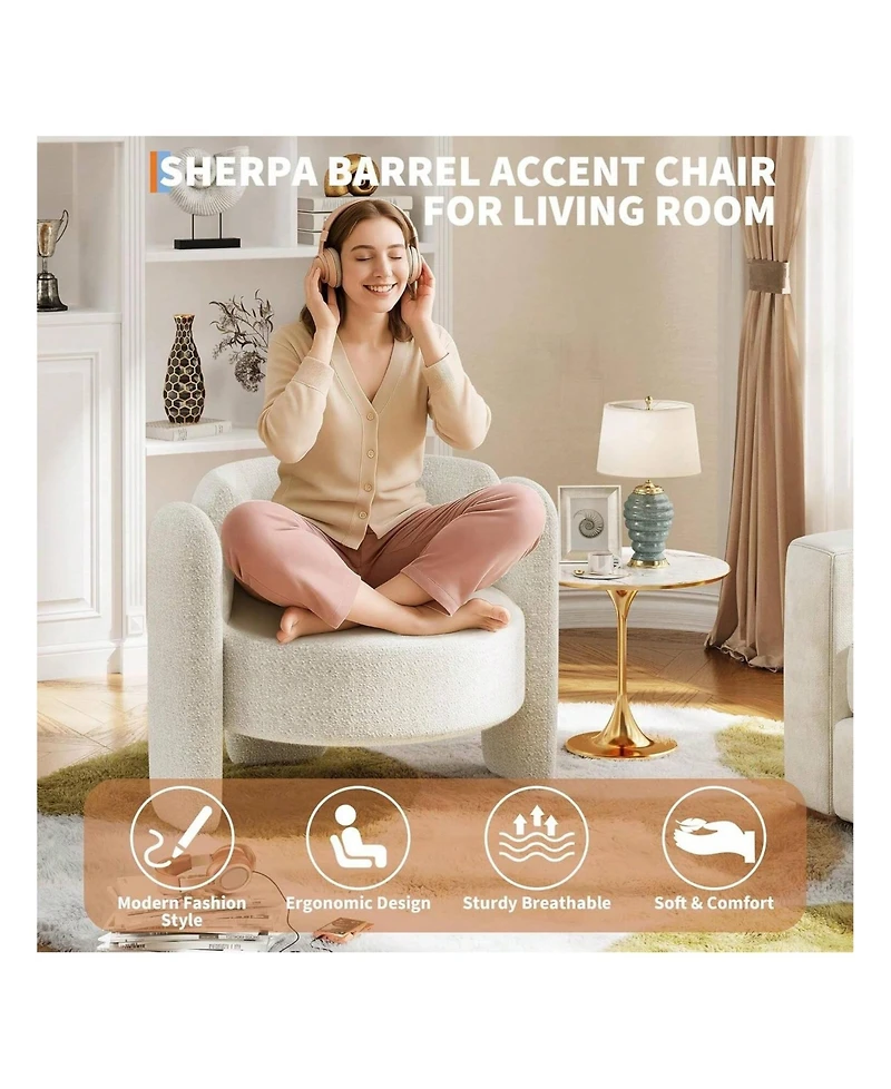 gaomon Dining Chair Office Accent Chair For Living Room Modern Chenille Boucle Accent Chair for Kitchen Dining Room