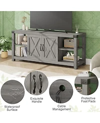 gaomon Tv Stand for 65 Inch Tv, 60 Inch Entertainment Center with Storage, Farmhouse Tv Console Table with Shelves,Doors, Modern Tv Stand