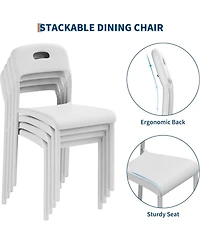 gaomon Stackable Dining Chair, Plastic Seat with Ergonomic Back and Metal Legs, Waterproof, Easy Assembly, Single Pack