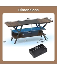 Gouun Low-Profile 55-Inch Tv Stand with Led Lights and Power Outlets