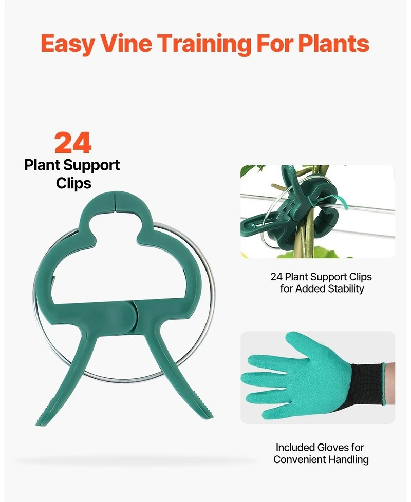 Sugift Cucumber Trellis, 35" x 55", Foldable with Plant Clips, Metal Garden Support