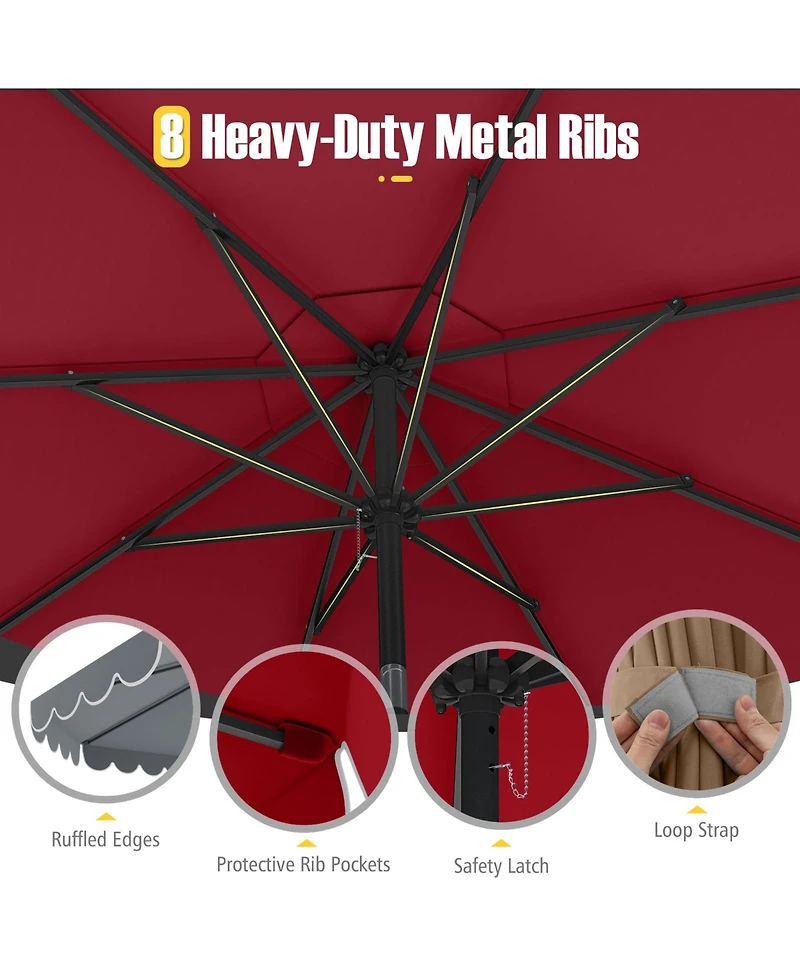 Sugift 10 ft Patio Market Umbrella with Crank and Tilt Adjustment