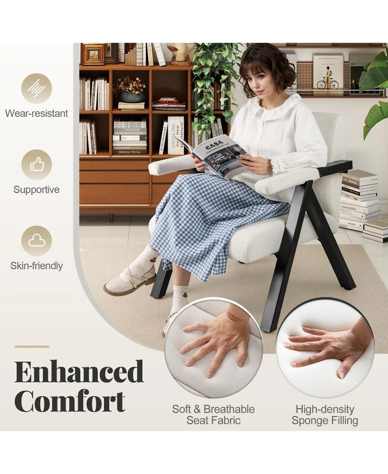 Gouun Oversized Accent Chair with Ergonomic Backrest and Metal Frame