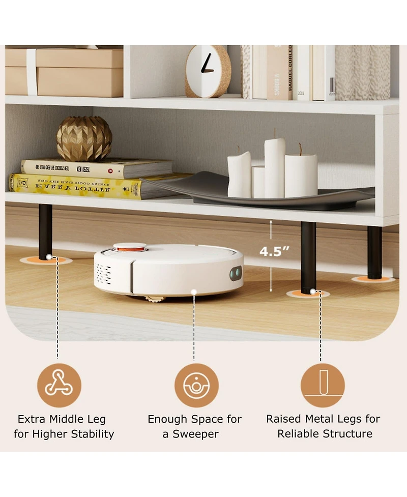 Gouun 63 in Open Cubby Tv Stand with 5-Leg Stability for TVs up to 70