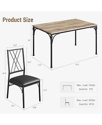 gaomon 5-Piece Rustic Dining Set for 4, Compact Kitchen Table and Upholstered Chairs for Small Spaces, Apartment and Studio