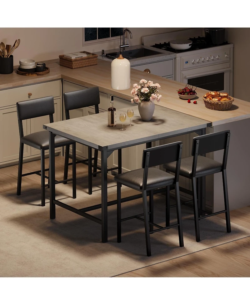 gaomon 5-Piece 4-Person Dining Table Set with Footrest