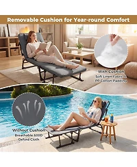 Slickblue Folding Camping Cot with Mattress 3 in 1 Convertible Single Sofa Chaise Lounge Chair Sleeper