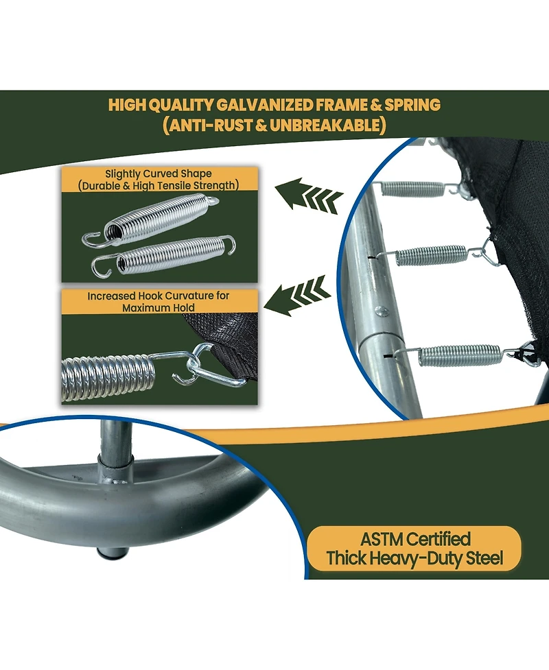 Plexalife 8 x 12 Ft Rectangular Outdoor Trampoline Set with Premium Safety Enclosure Gymnastics Rectangular Trampoline for Kids and Adults