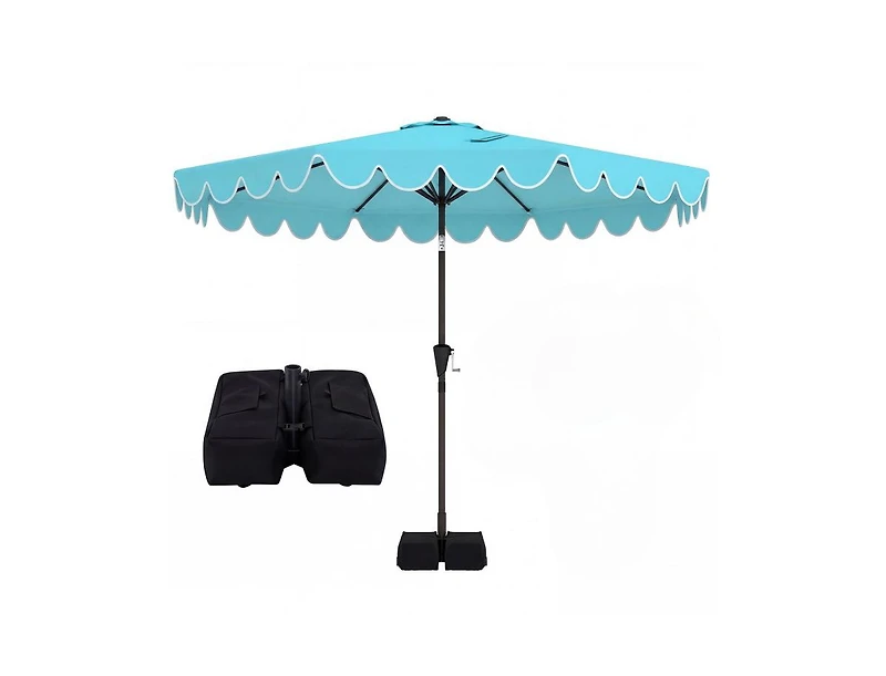 Slickblue Outdoor Umbrella with Stable Weighted Base and Sandbags for Patio