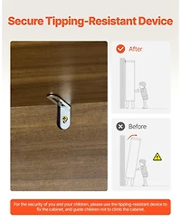 Sugift 6 Drawer Rattan Dresser, Rattan Chest with Metal Handle