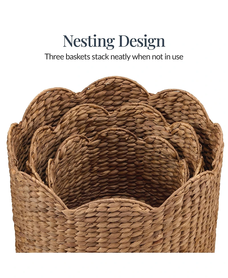Best Choice Products Scalloped 3PC Water Hyacinth Nesting Baskets