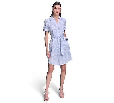 Karl Lagerfeld Paris Women's Floral Burnout Cotton Shirt Dress
