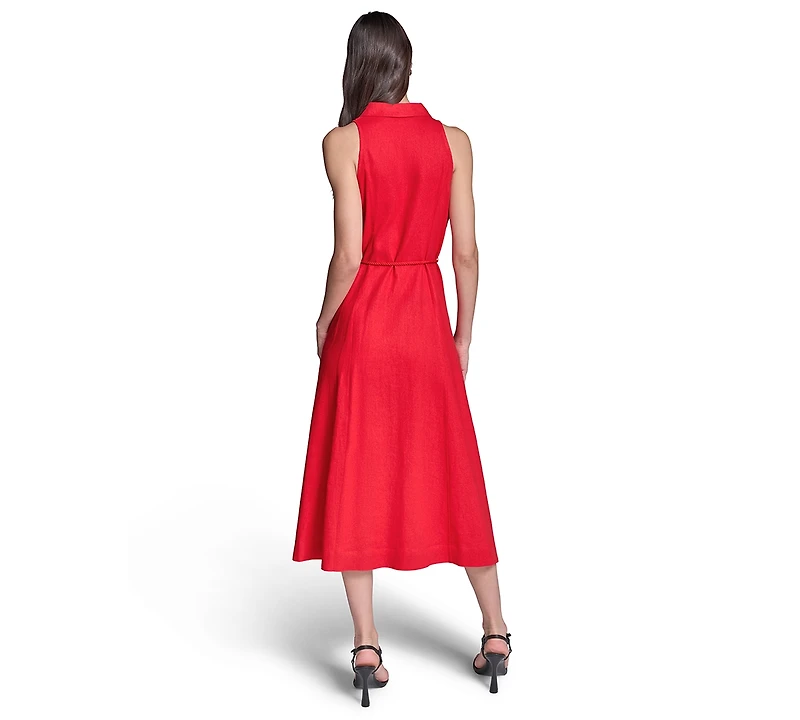Karl Lagerfeld Paris Women's Collared with Rope Belt Shirtdress