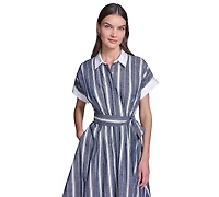 Karl Lagerfeld Paris Women's Melange Stripe Short Shirt Dress