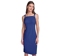 Karl Lagerfeld Paris Women's Sleeveless Scuba Crepe Sheath with Bow Dress