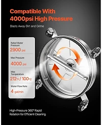 Sugift Pressure Washer Surface Cleaner, 15" Stainless Steel, 4000 Max Psi, for Concrete