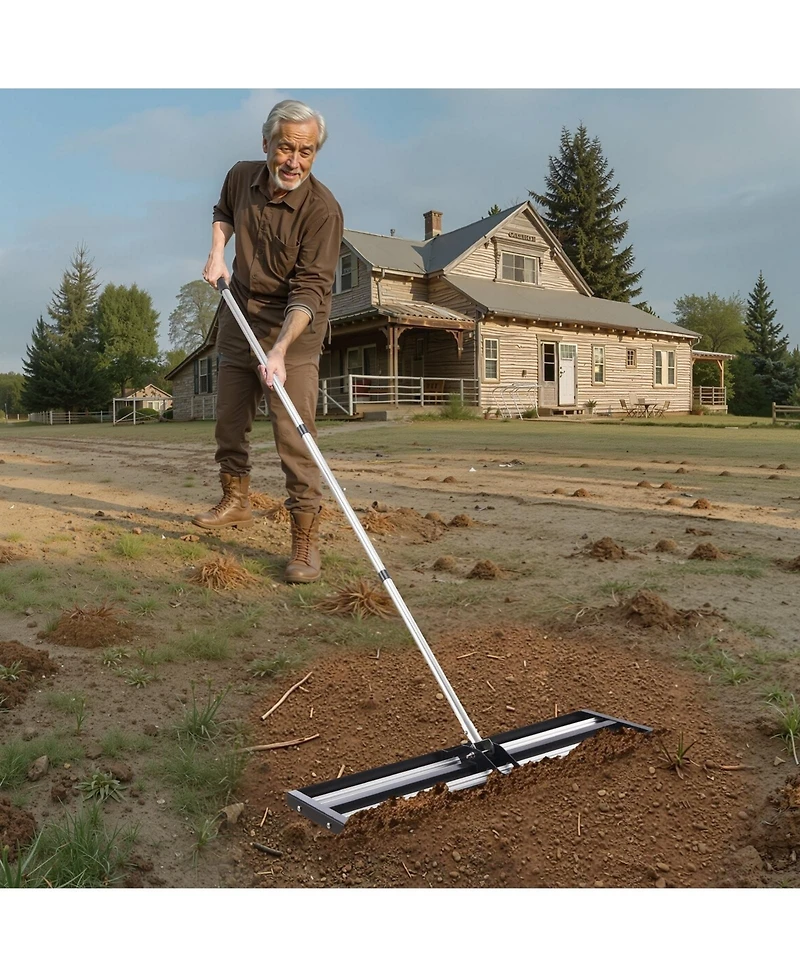 Sugift Updated Lawn Leveling Rake, 36" x 10", Stainless Steel for Yard and Golf Course