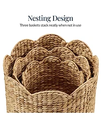 Best Choice Products Scalloped 3PC Water Hyacinth Nesting Baskets