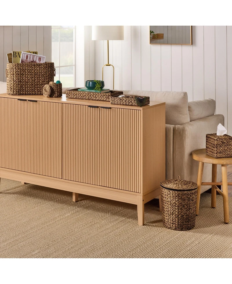 Best Choice Products 6-Pc Water Hyacinth Bathroom Storage Set, Includes Trays, Trash Bin, Toilet Paper Storage, Tissue Box Cover, Garbage Can