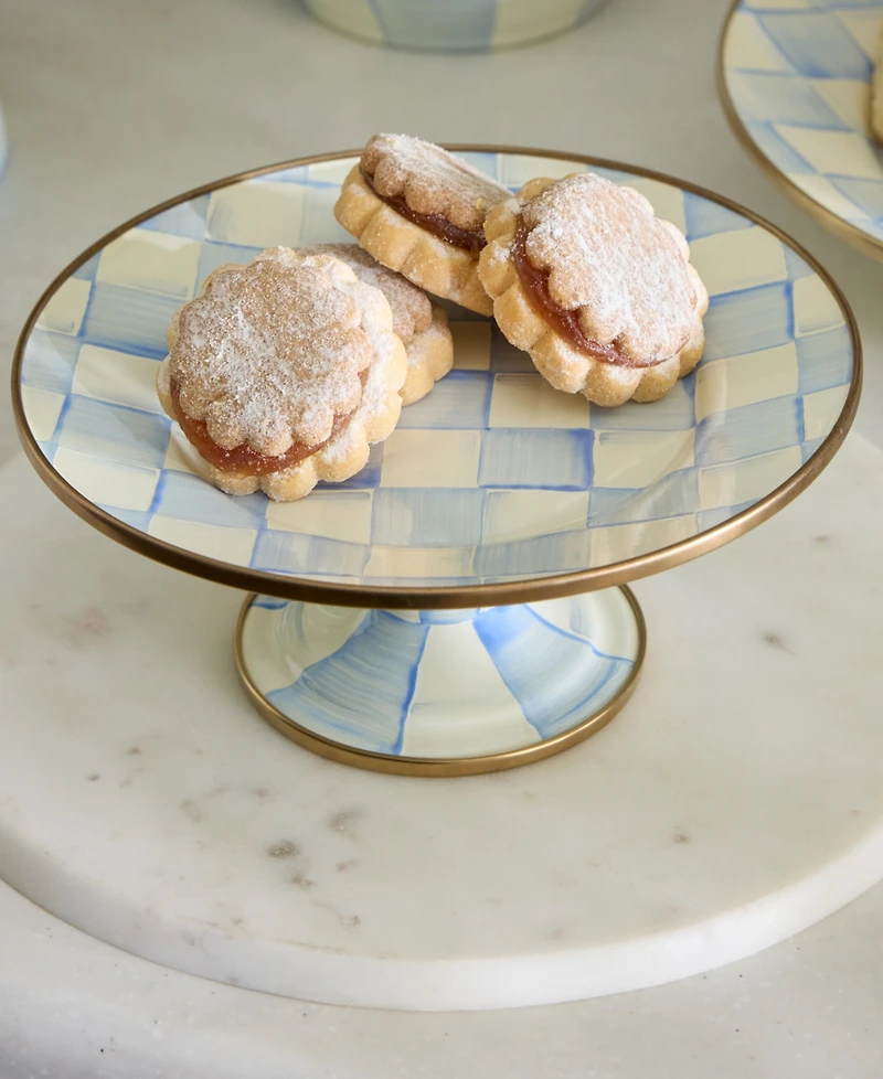 MacKenzie-Childs Sky Check Mini Pedestal Platter
