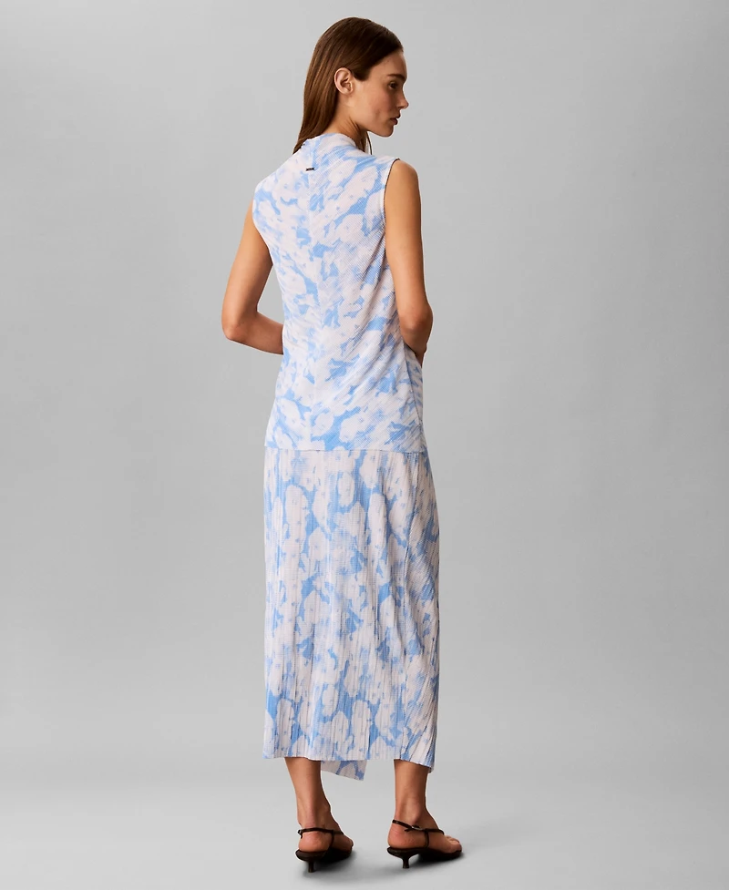 Calvin Klein Women's Printed Plisse Bias Seam Midi Skirt