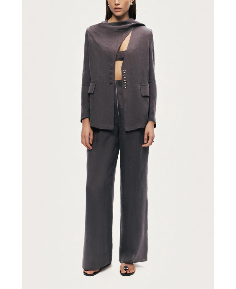 Nocturne Women's Asymmetrical Draped Tailored Jacket