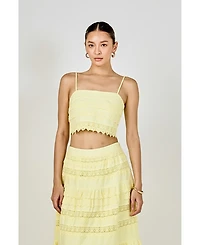 endless rose Women's Lace Trim Crop Top