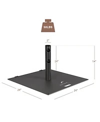 Gouun 24 in Square Weighted Patio Umbrella Base, 50 lbs Steel with Wheels