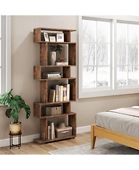 Gouun 6-Tier Geometric Bookshelf with Anti-Tipping Kits, 24 x 8 x 64