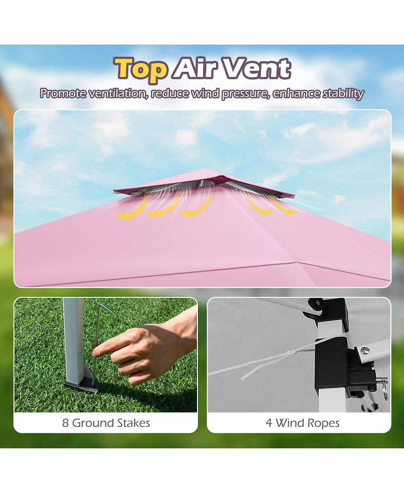 Sugift 13 x 13 ft Pop Up Gazebo with Carrying Bag Stakes and Wind Ropes