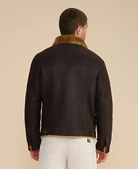 Furniq Uk Men's Shearling Jacket, Brown and Ginger Wool