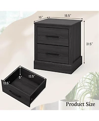 Sugift Wood Compact Floor Nightstand with Storage Drawers
