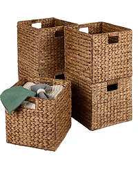 Best Choice Products 12x12in Hyacinth Baskets, Set of 5 Multipurpose Collapsible Organizers w/ Inserts