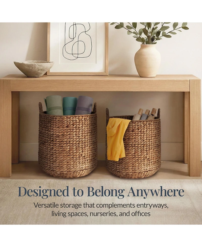 Best Choice Products 2-Piece Round Nesting Baskets Handles, Handwoven Water Hyacinth, Storage Organizer