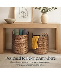 Best Choice Products 2-Piece Round Nesting Baskets Handles, Handwoven Water Hyacinth, Storage Organizer