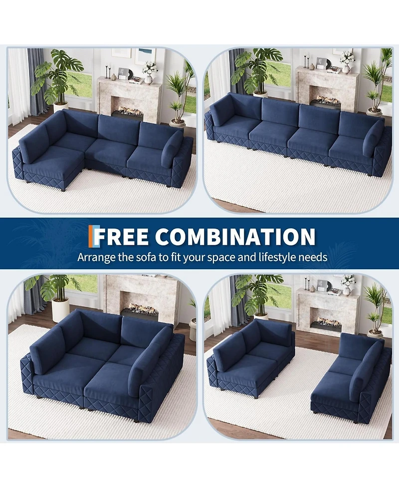 gaomon 134 in Modular Sectional Sofa, 4 Seat High Density Sponges Cloud Couch L Shaped Sofa, Velvet Couch with Upholstered for Living Room, Apartment