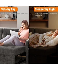 gaomon Sofa Bed, 84 in Sleeper Sofa with Pull Out Bed, Comfy Couches for Living Room with 2 Charging Ports, L Shaped Couch with 2 Storage Armrest