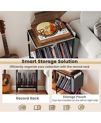 Sugift Rolling Record Player Stand with Vinyl Storage and Bag