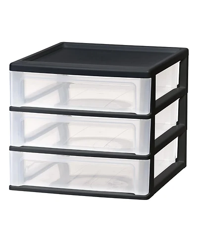 Iris Medium 3-Drawer Stacking Desktop Organizer, 1 Pack, Plastic Drawer Storage Container for Stationery Art Craft Supplies Kitchen Office Garage and