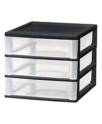 Iris Medium 3-Drawer Stacking Desktop Organizer, 1 Pack, Plastic Drawer Storage Container for Stationery Art Craft Supplies Kitchen Office Garage and